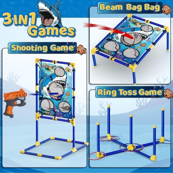Lehoo Castle 3 in 1 Outdoor Games with Shooting Game, Ring Toss Game, Bean Bag - Picture 1 of 8